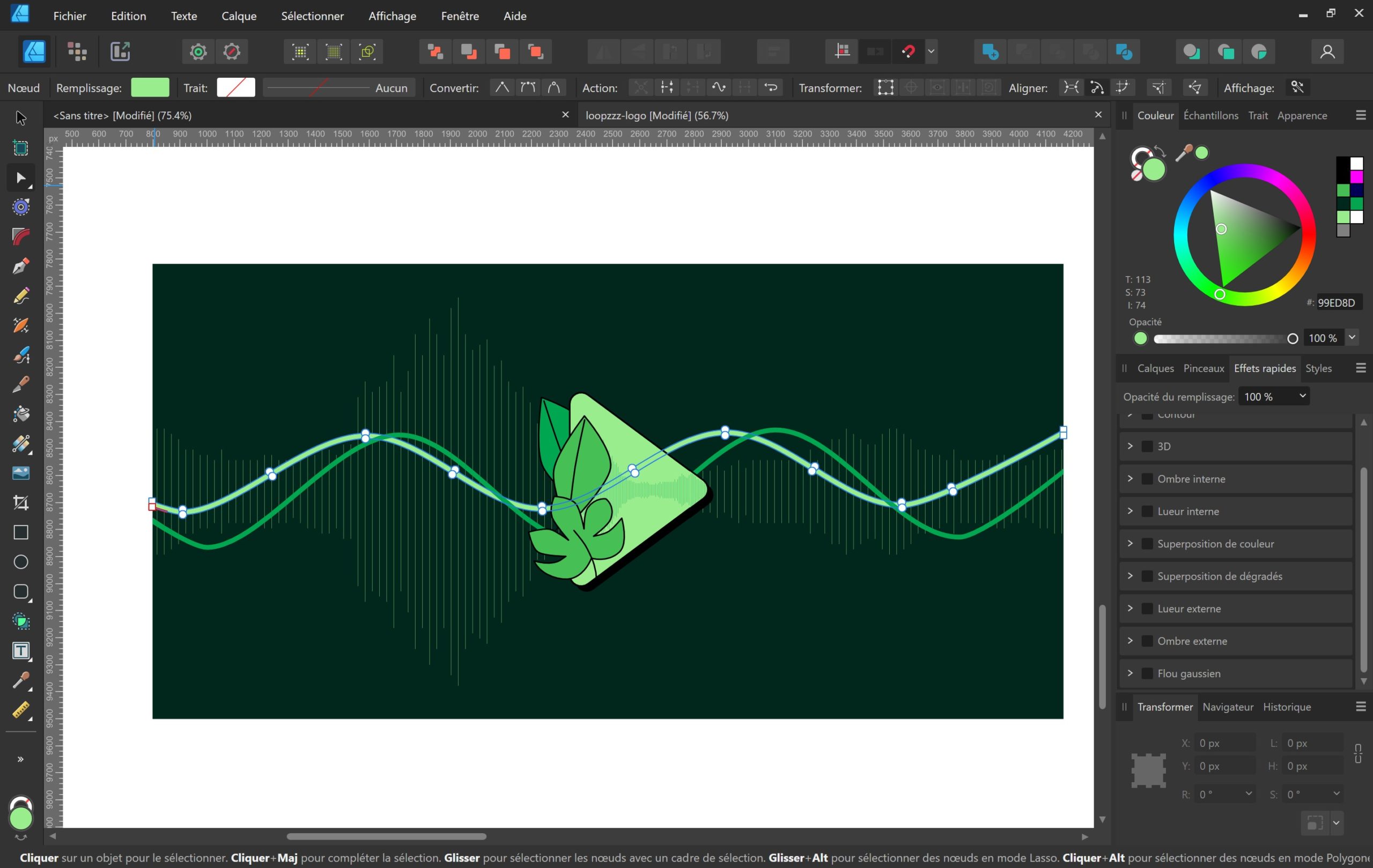 Designing loopzzz app logo in Affinity Designer